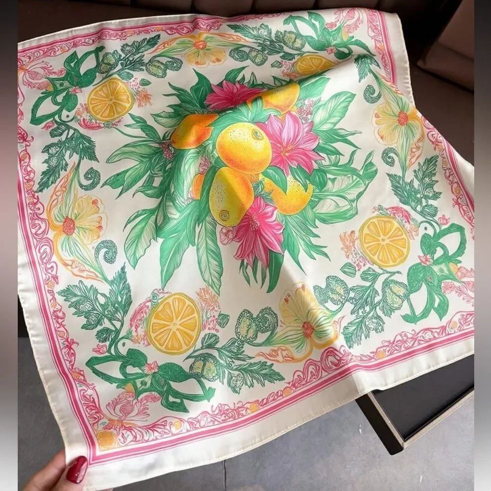 Tropical Citrus Print Scarf N1373